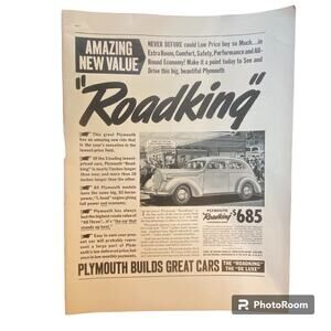 Vtg Plymouth Roadking Print Ad Hagen 288 Golf Balls Kelly Tires 1938 Frame Ready